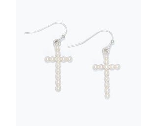 Pearl Cross Earrings