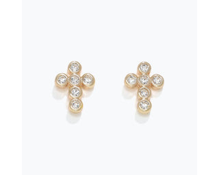 Gold & Crystal Cross Earrings