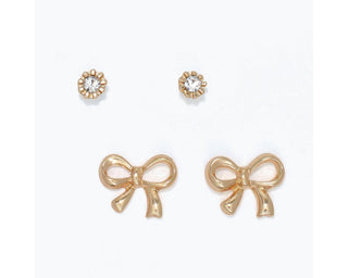 Bow & Crystal Stud Duo