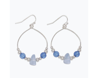 Silver Hoop & Seaglass Earrings