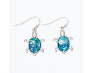 Gradient Blue Shell Turtle Earrings