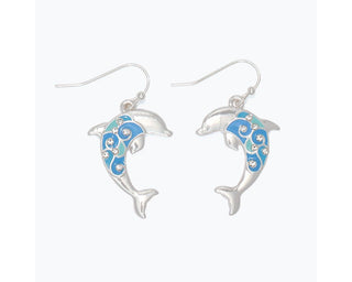Crystal & Blue Dolphin Earrings