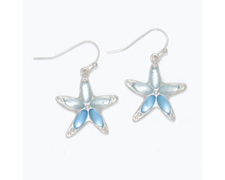 Starfish & Blue Sea Glass Earrings
