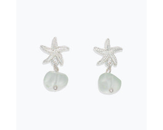 Starfish & Seaglass Drop Earrings