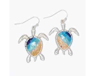 Beach Scene Turtle Earrings