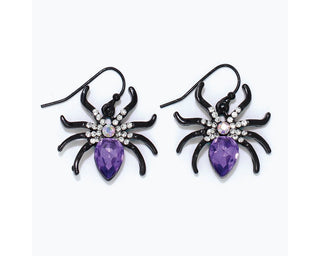 Purple Sparkle Spider Earrings