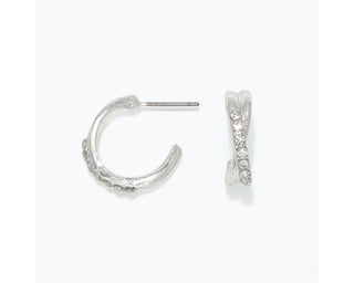 Crystal Silver Hoop Earrings