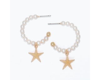 Starfish & Pearl Hoop Earrings