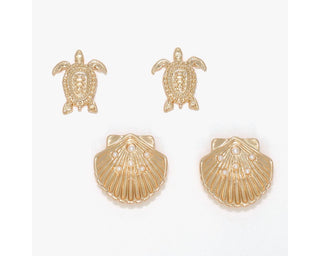 Turtle & Pearl Shell Duo Earrings