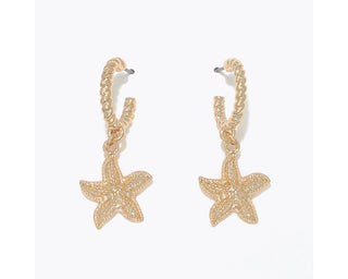 Gold Starfish Hooped Earrings