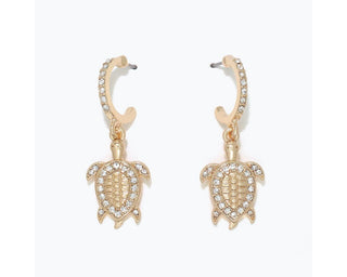 Gold Turtle Hooped Earrings