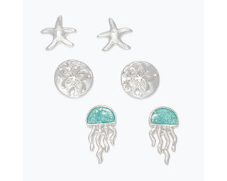 Silver Sealife Trio Earrings