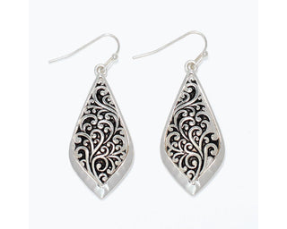 Silver Scroll Drop Earrings