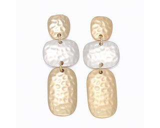 Hammered Two-Tone Drop Earrings