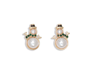 Pearl + Crystal Snowmen Earrings