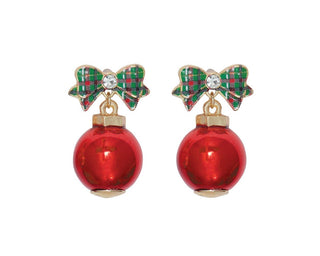 Plaid Bow & Ornament Earrings