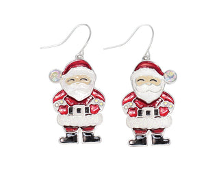 Moving Glitter Santa Earrings