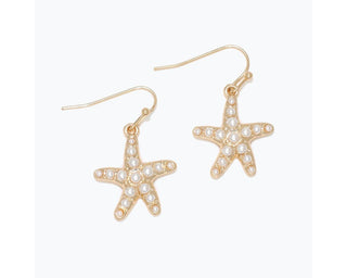 Pearled Gold Starfish Earrings