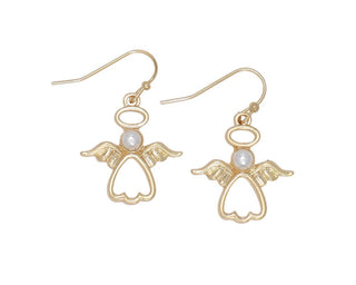 Open Angel & Pearl Earrings