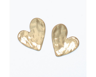 Gold Hammered Hearts Earrings