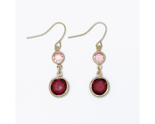 Burgundy+Pink Crystal Earrings