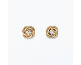 Gold Twists With Crystals Earrings