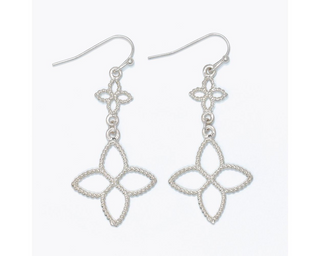 Textured Double Drop Silver Earrings
