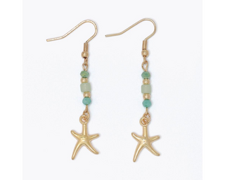 Beaded Drop With Gold Starfish Earrings
