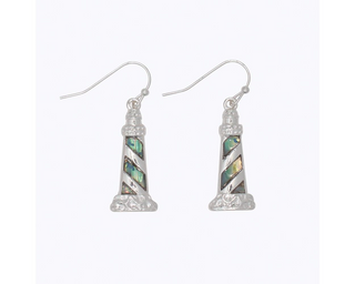 Silver Lighthouses With Abalone Earrings