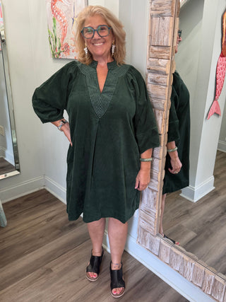 Watch Your Attitude Dress in Hunter Green