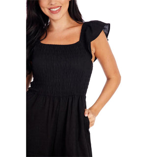 Cara Smocked Jumpsuit in Black