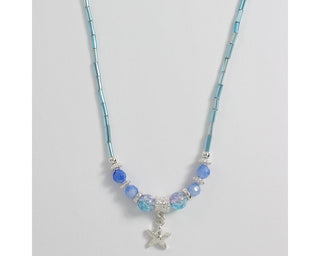 Blue Crackle Bead & Starfish Necklace