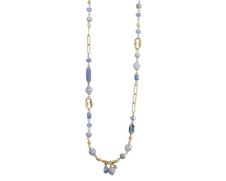 Blue Beaded Natural Stone Necklace