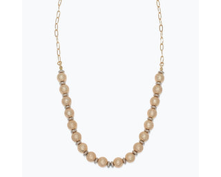 Textured Gold & Silver Bead Necklace