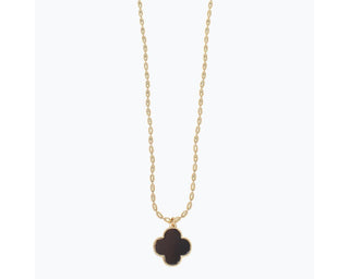 Black Clover & Gold Bead Necklace