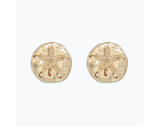 Earrings-Hammered Gold Sand Dollar