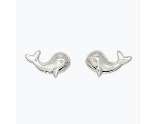 Playful Silver Whales Earrings