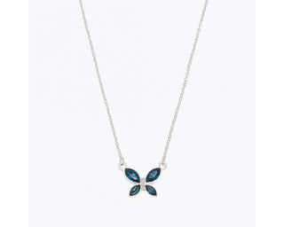 Teal Crystal Butterfly Necklace