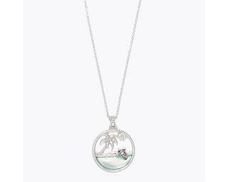 Turtle & Palm Beach Scene Necklace