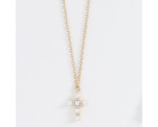 Pearls & Crystals Cross Necklace