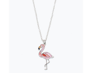 Silver + Pink Flamingo Necklace