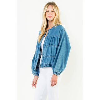 Traveling Onwards Denim Jacket in Blue