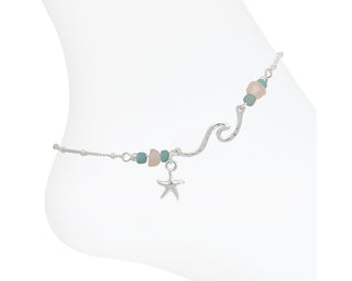 Wave & Starfish Charm Anklet