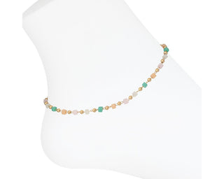 Turquoise & Blush Bead Anklet