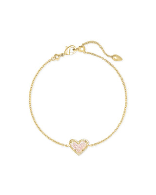 Ari Heart Delicate Chain Bracelet In Gold Iridescent Drusy