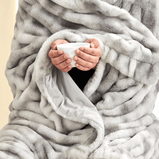 Ruched Faux Fur Throw Blanket | Alondra Collection by Great: 50" x 60" Throw / White