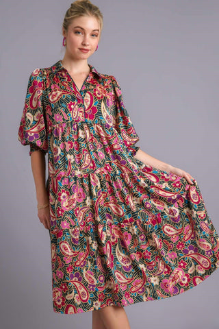 Floral Occasions Midi Dress in Teal Green