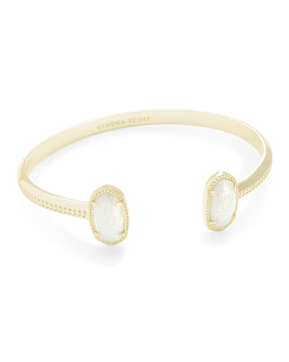 Elton Cuff Bracelet in Gold White Opal