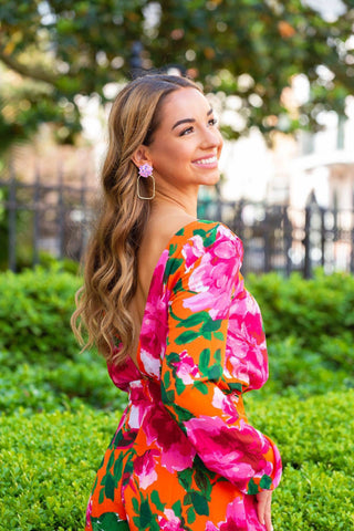 Iridescent Flower Hoops