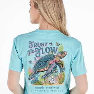 Trust Turtle Tracker Short Sleeve T-Shirt In Washed Aqua